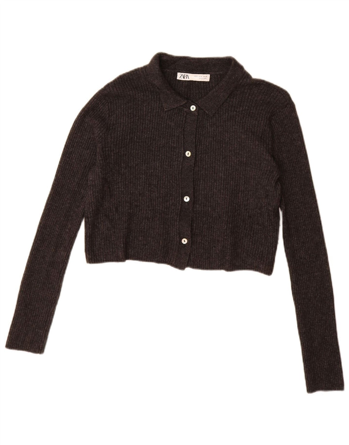 Sweter damski Zara Crop Cardigan UK 10, mały, szary nylon