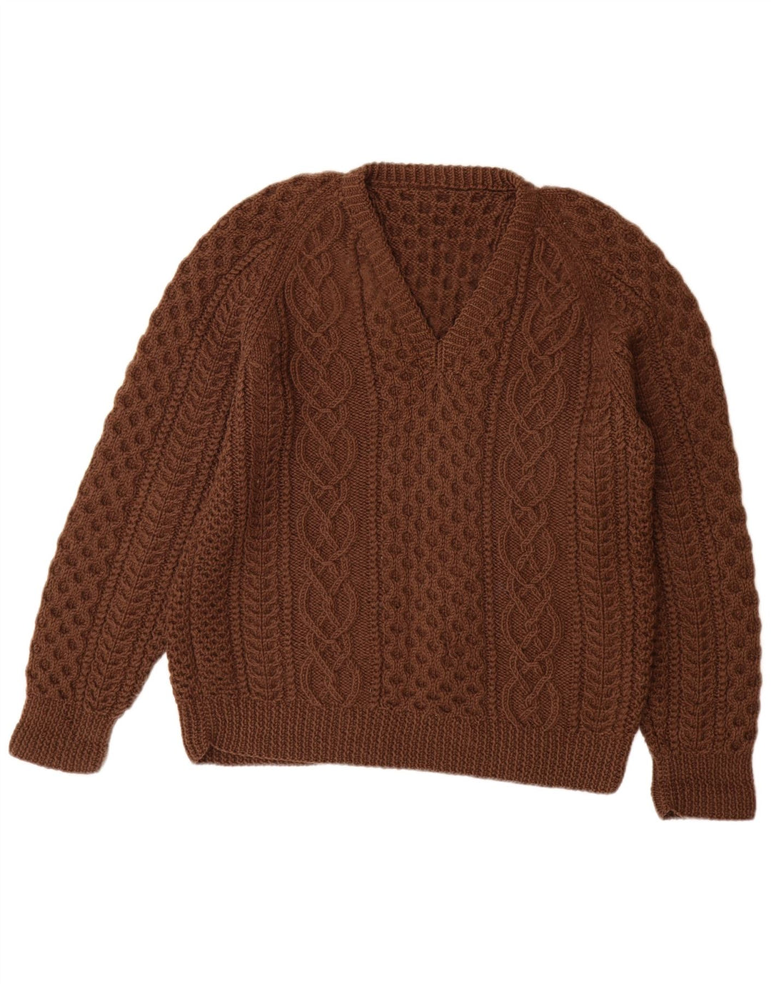 Sweter damski VINTAGE z dekoltem w kształcie litery V, UK 14, duży brązowy