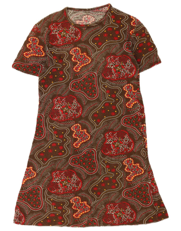 Damska sukienka t-shirtowa w stylu vintage w abstrakcyjny wzór UK 12 Średnia wielobarwna