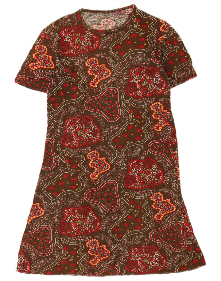 Damska sukienka t-shirtowa w stylu vintage w abstrakcyjny wzór UK 12 Średnia wielobarwna
