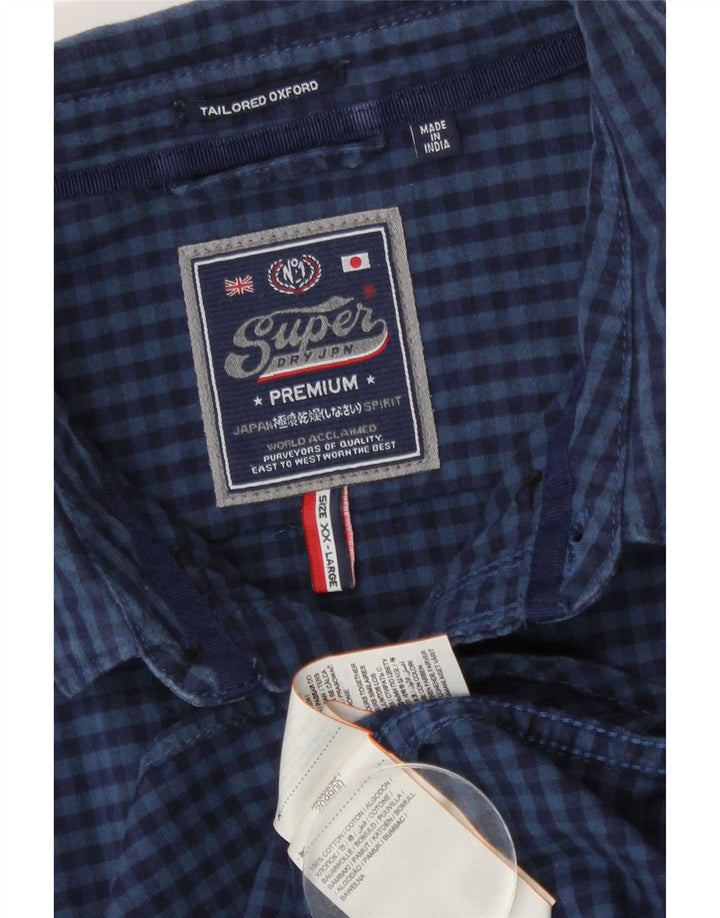 Koszula męska Superdry 2XL, bawełniana, granatowa kratka