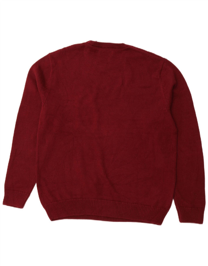 Męski sweter z okrągłym dekoltem CHAPS, duży, bordowy, bawełniany