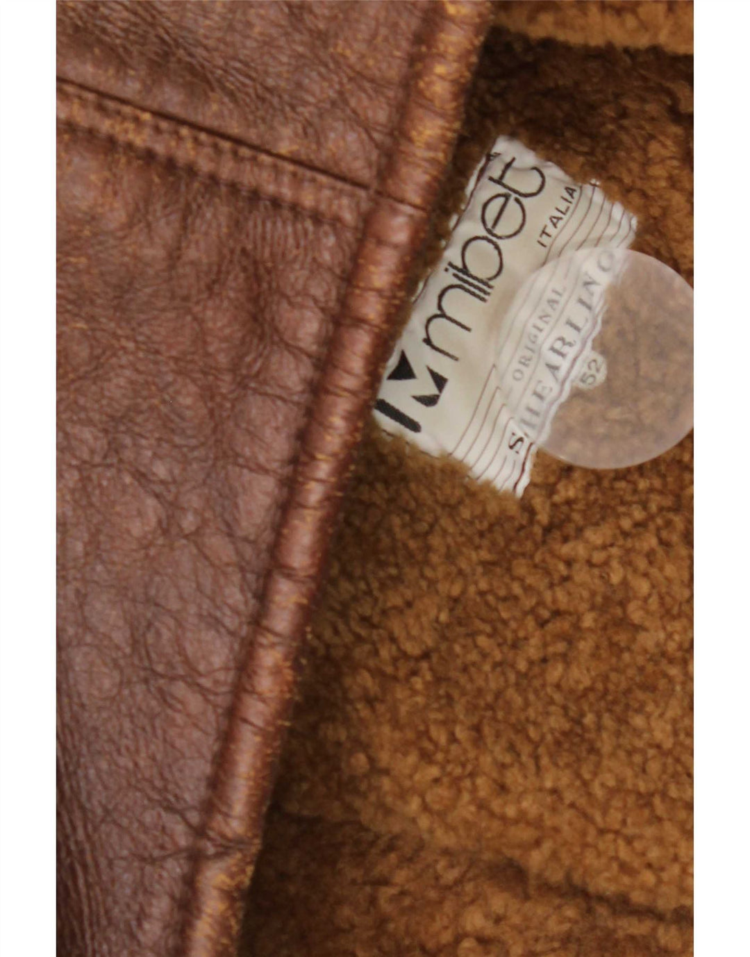Vintage męska kurtka Shearling IT 52 XL Brązowa kurtka Shearling