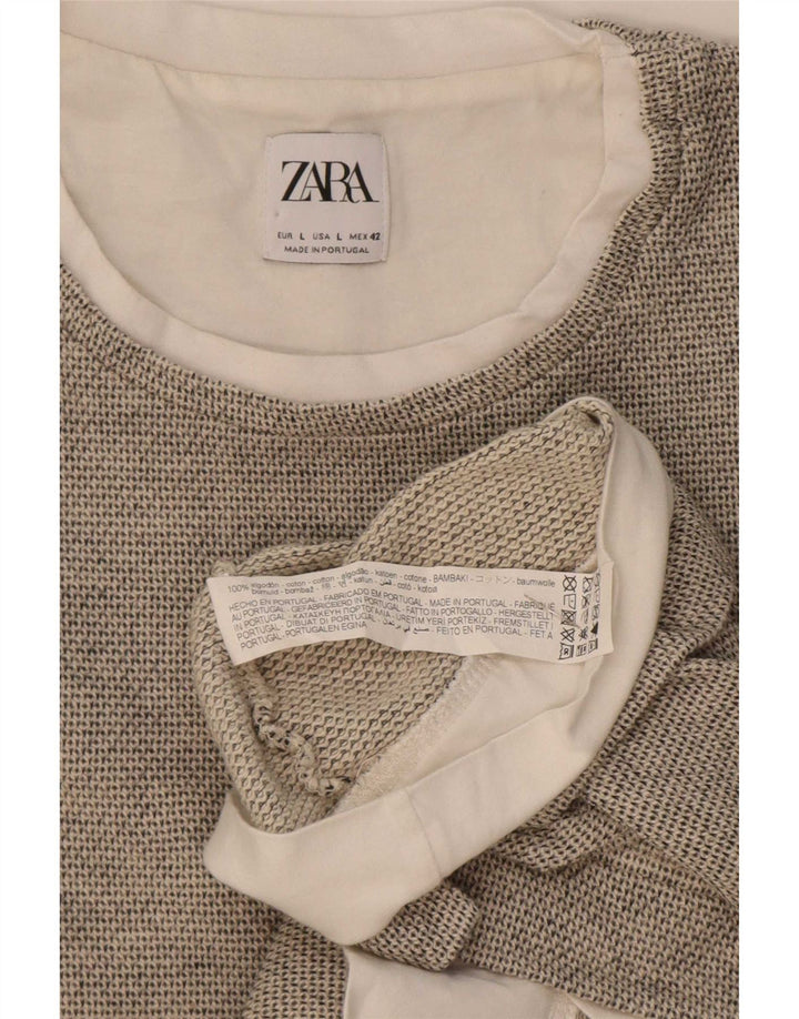 Męski T-shirt Zara, duży, szary, bawełniany