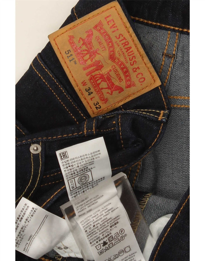 Męskie jeansy Levi's 511 Slim W34 L29 Granatowa bawełna