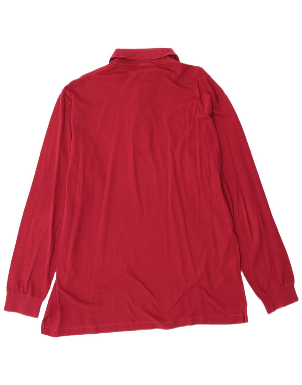 Męska koszulka polo SERGIO TACCHINI z długim rękawem, średnia bordowa bawełna