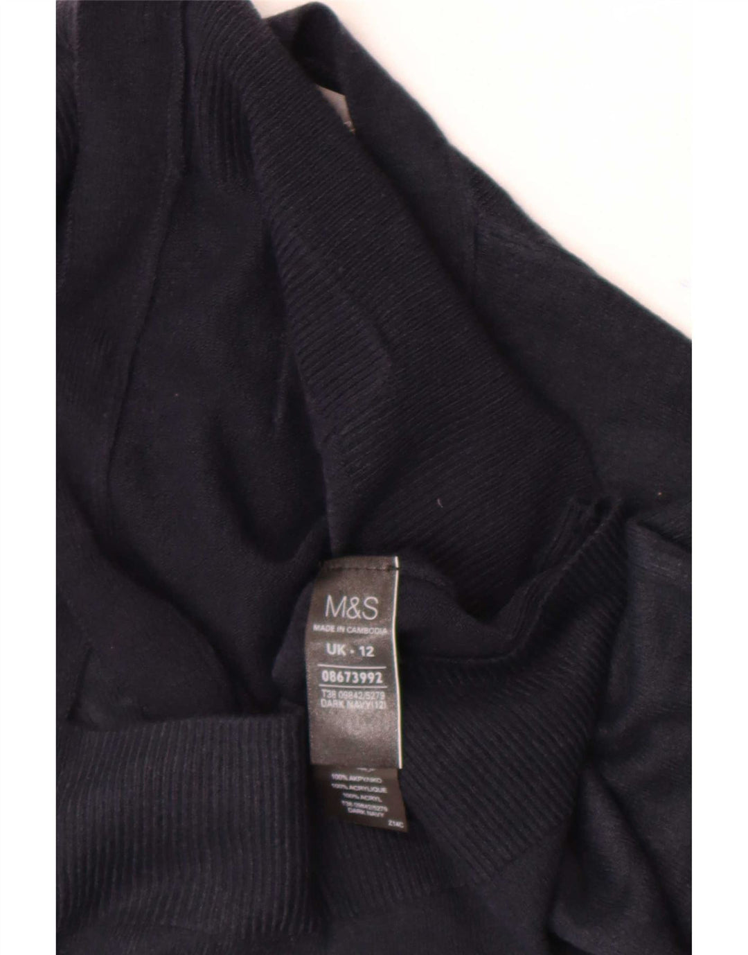 Marks & Spencer Damski sweter typu Crop Cardigan UK 12 Średni granatowy akryl