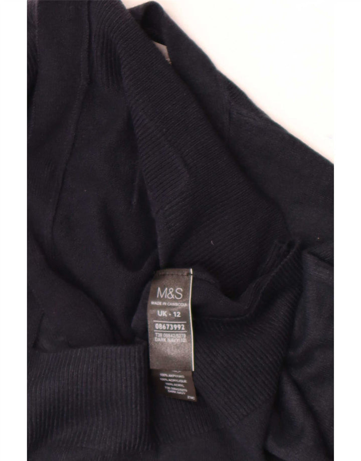 Marks & Spencer Damski sweter typu Crop Cardigan UK 12 Średni granatowy akryl
