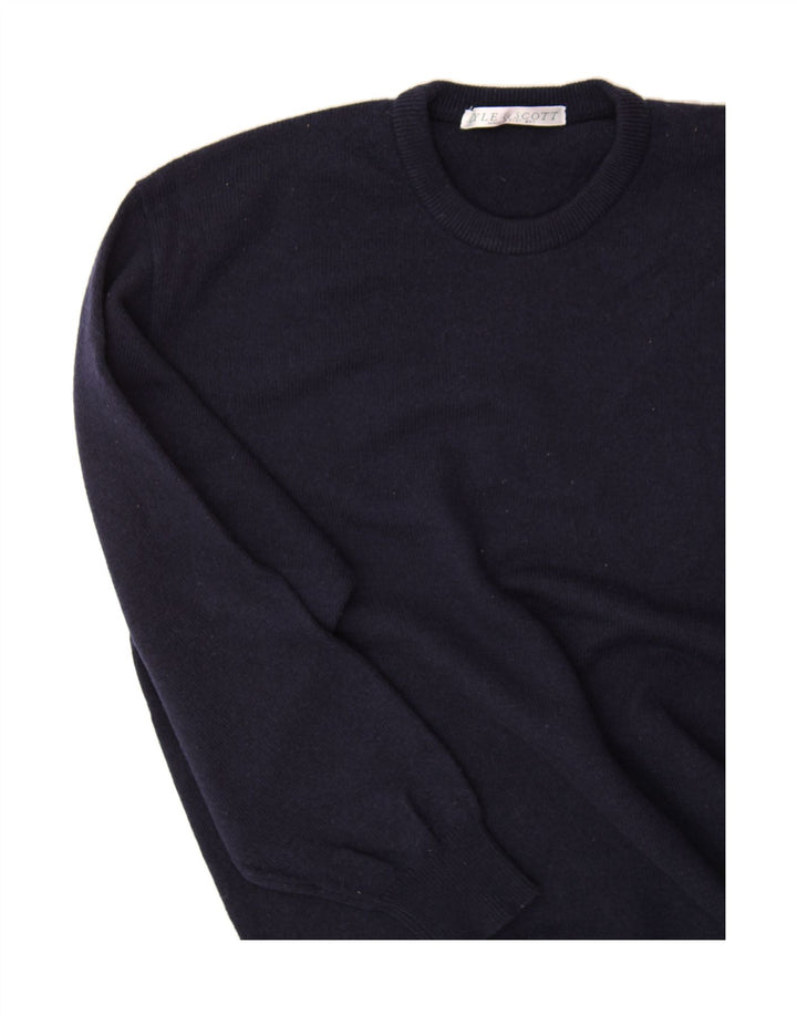 LYLE & SCOTT Mens Crew Neck Jumper Sweater Medium Navy Blue Vintage Lyle & Scott and Second-Hand Lyle & Scott from Messina Hembry 