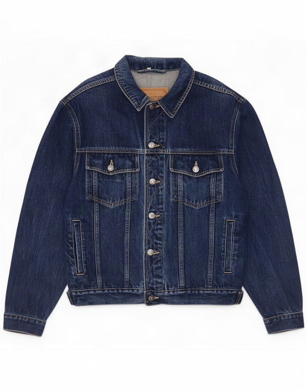 Savvy Mens Denim Jacket UK 36 Small Navy Blue Cotton