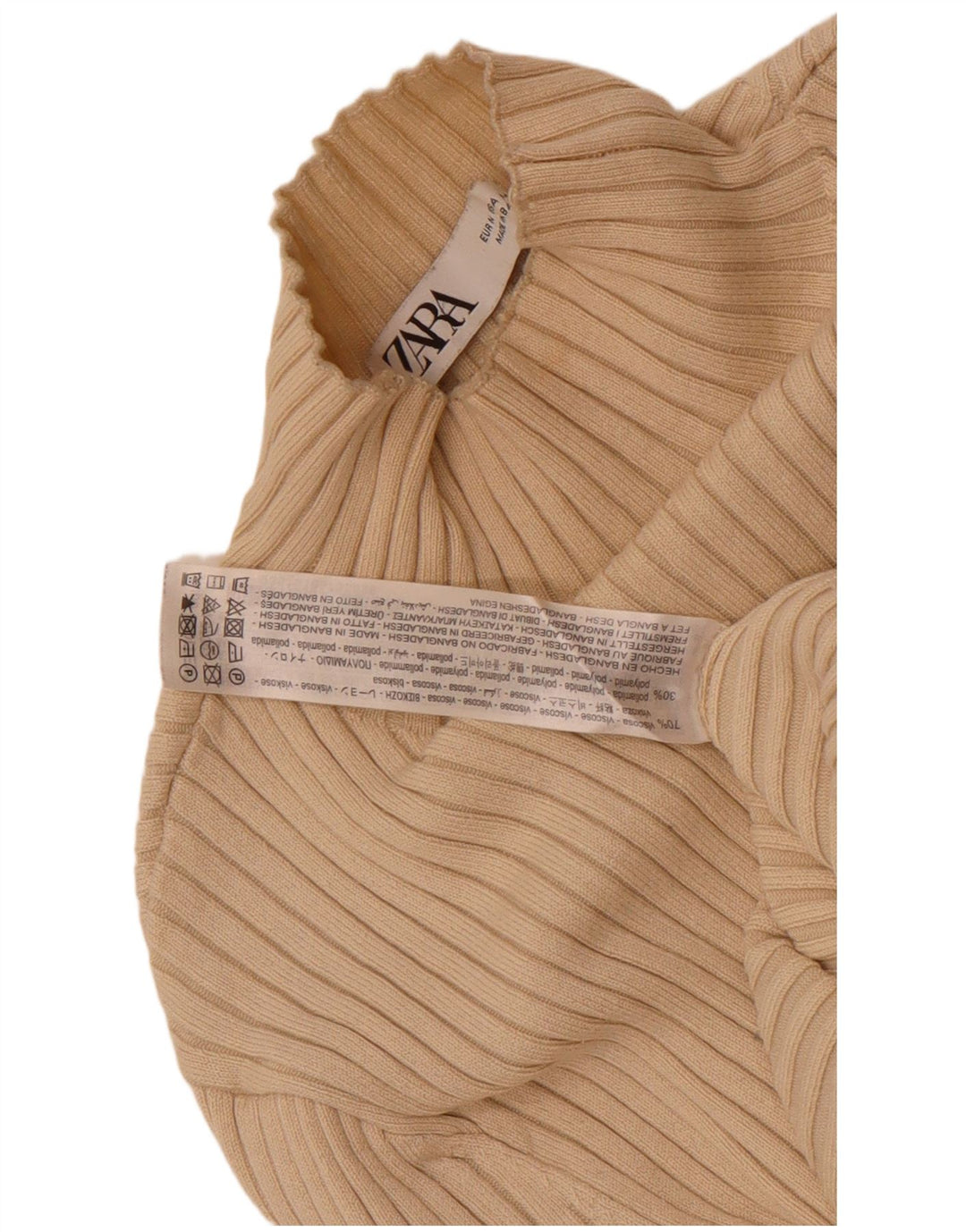 Damski sweter z golfem Zara UK 12 w średnim beżowym kolorze wiskozy