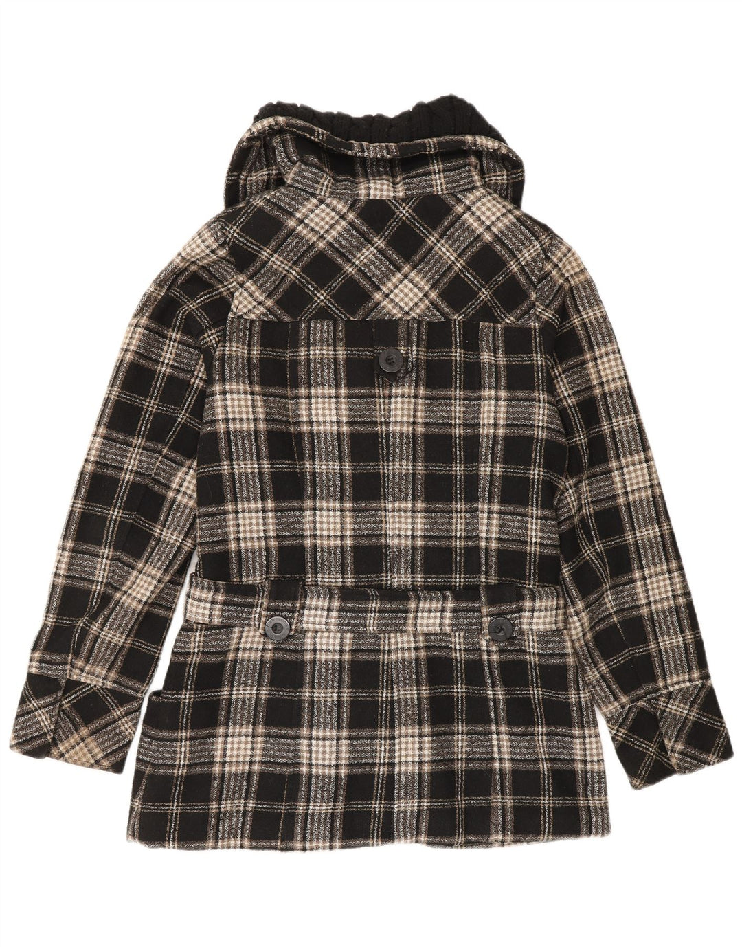 VINTAGE Womens Overcoat UK 14 Medium Black Check Acrylic