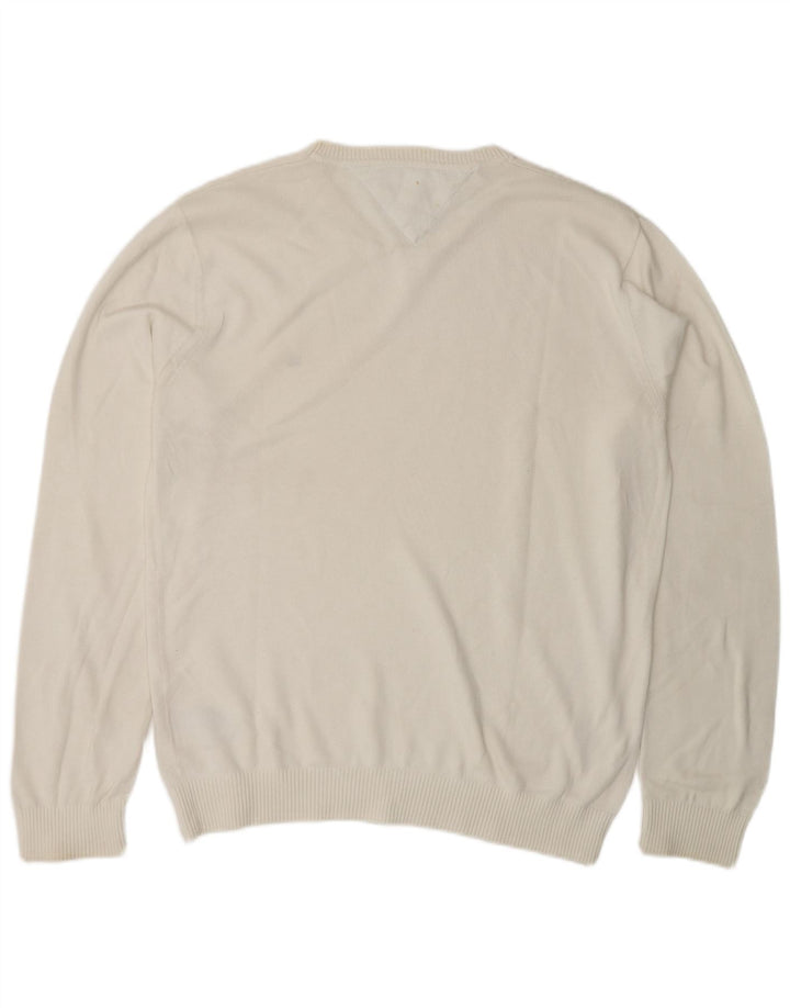 Męski sweter z okrągłym dekoltem Tommy Hilfiger, średniej wielkości biała bawełna