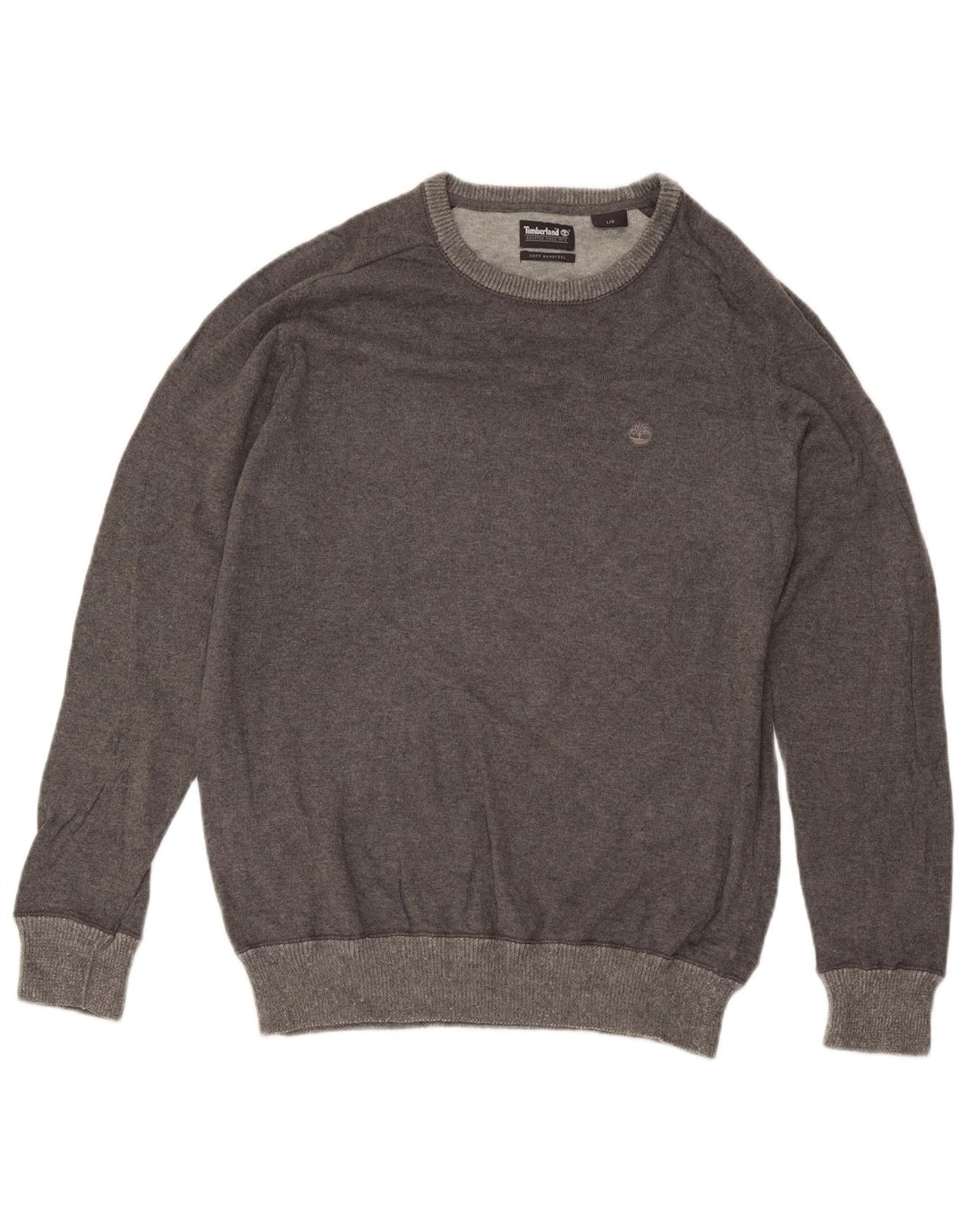 Męski sweter Timberland z okrągłym dekoltem, duży, szary, bawełniany