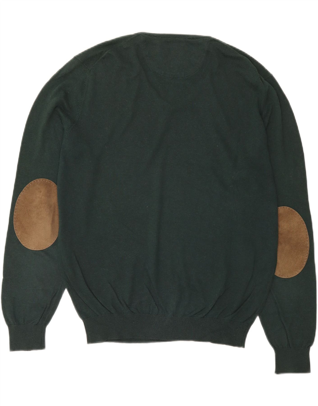 Męski sweter Massimo Dutti z dekoltem w kształcie litery V, średnio zielony, bawełniany