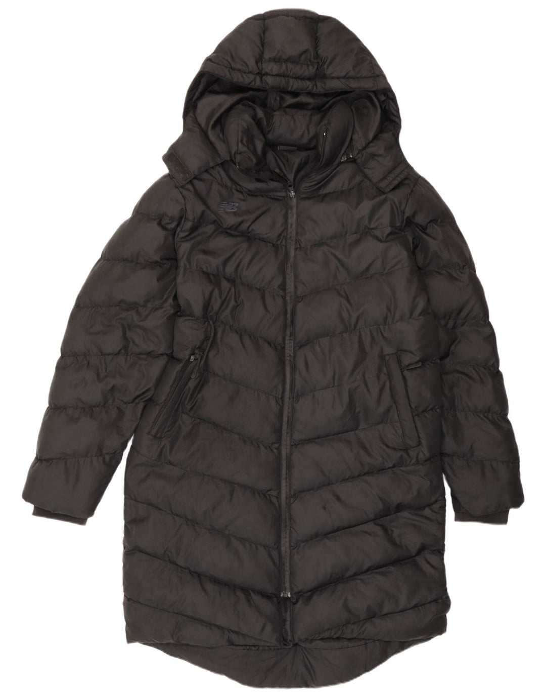Damski płaszcz New Balance z kapturem, oversize, wyściełany UK 14, średni czarny