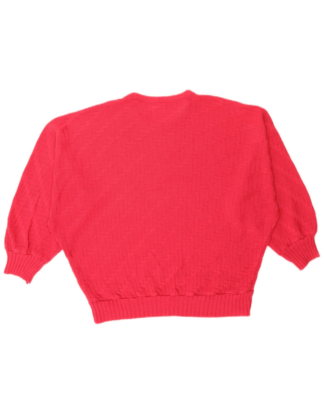 Vintage damski sweter oversize z okrągłym dekoltem UK 14, duży różowy