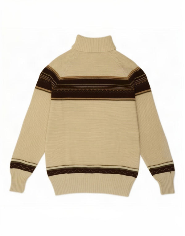 Vintage damski sweter z golfem UK 12 w średnie białe paski