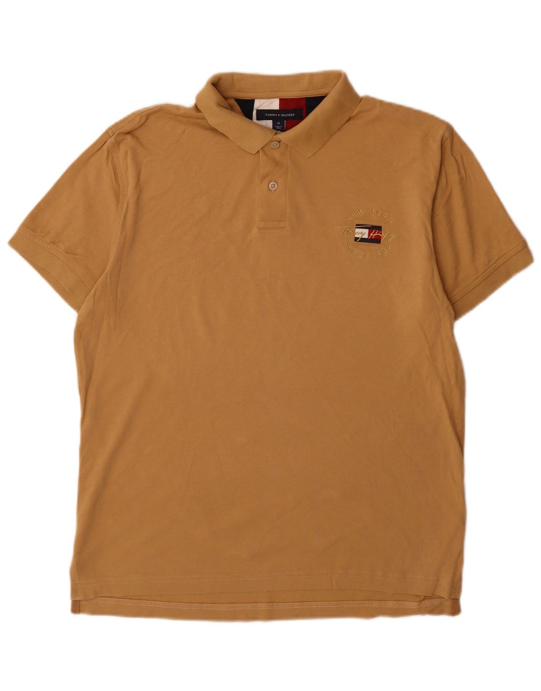 Męska koszulka polo Tommy Hilfiger o regularnym kroju, średnio brązowa, bawełniana