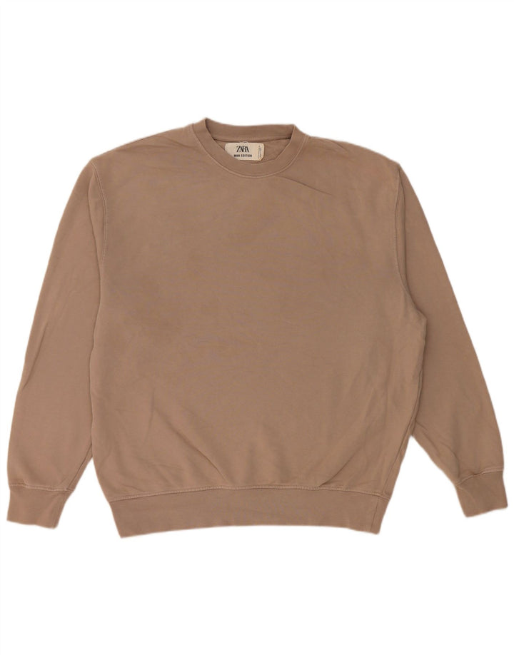 Męska bluza Zara Sweter w kolorze średniego beżu, bawełniana