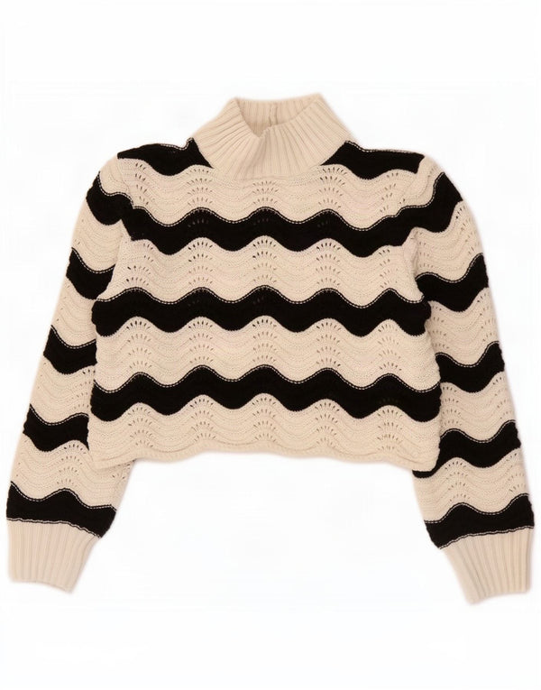 Damski sweter z golfem Zara UK 10 Small White Chevron