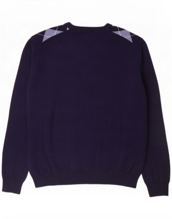 Marks & Spencer Męski sweter z okrągłym dekoltem XL Granatowy Argyle/Diament