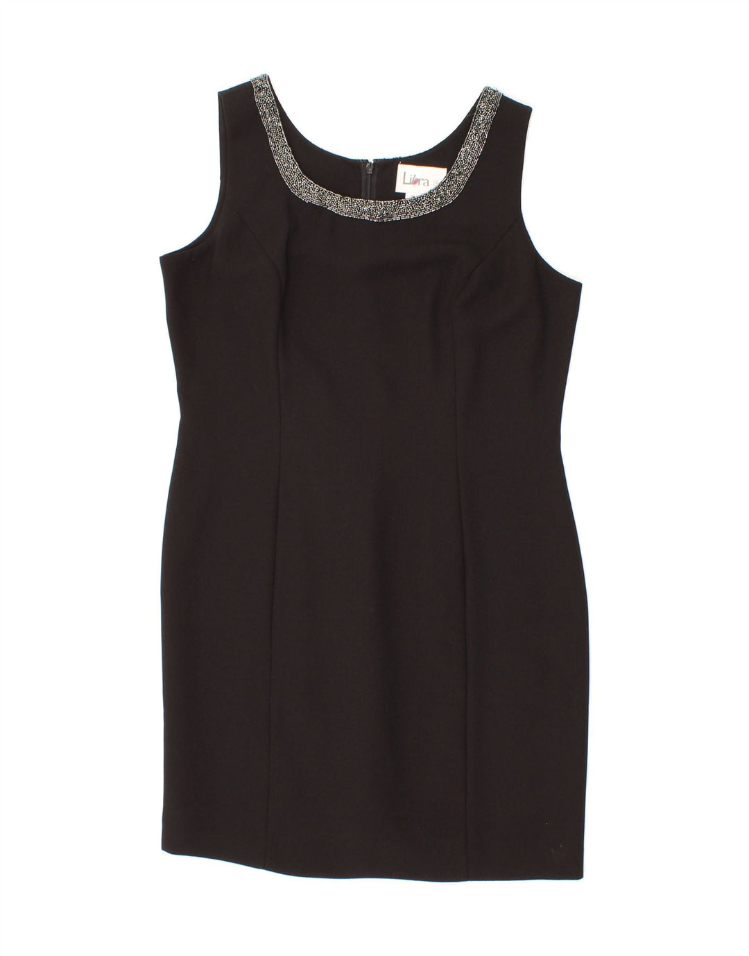 LIBRA Womens Sleeveless Sheath Dress UK 14 Medium  Black Polyester Vintage Libra and Second-Hand Libra from Messina Hembry 