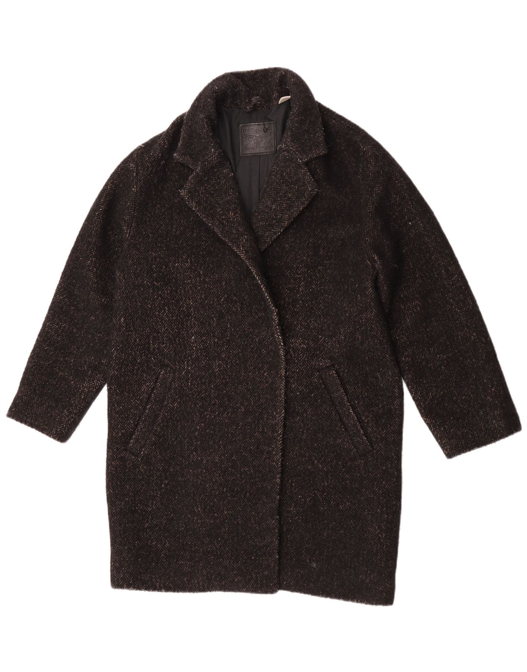 Damski płaszcz oversize Levi's UK 10, mały, czarny, poliester w jodełkę