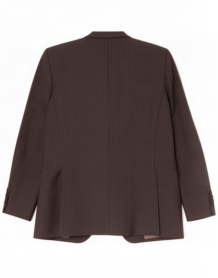 Trussardi Męska marynarka zapinana na 3 guziki IT 52 XL Szara w paski dziewicza wełna