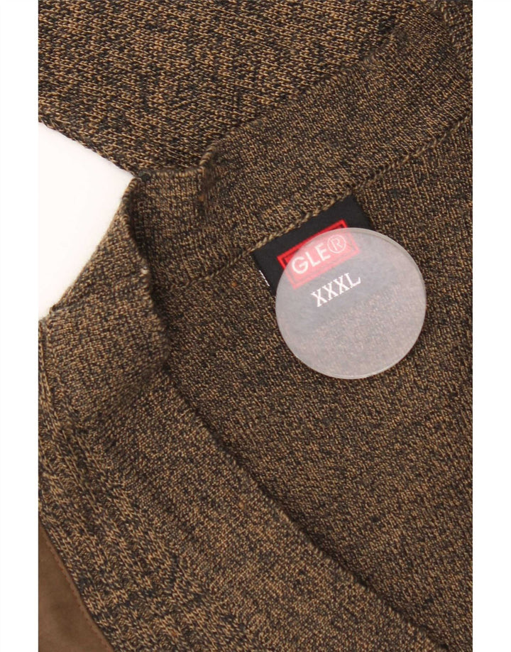 Vintage męski sweter rozpinany 3XL Khaki nakrapiany poliakryl
