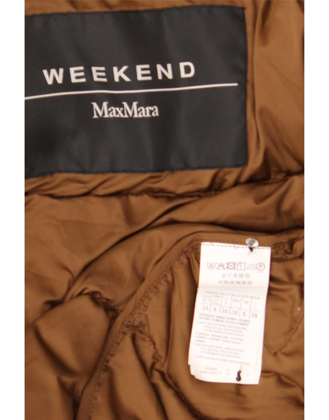 Damska kurtka weekendowa Max Mara, oversize, ocieplana UK 6 XS, brązowy poliester