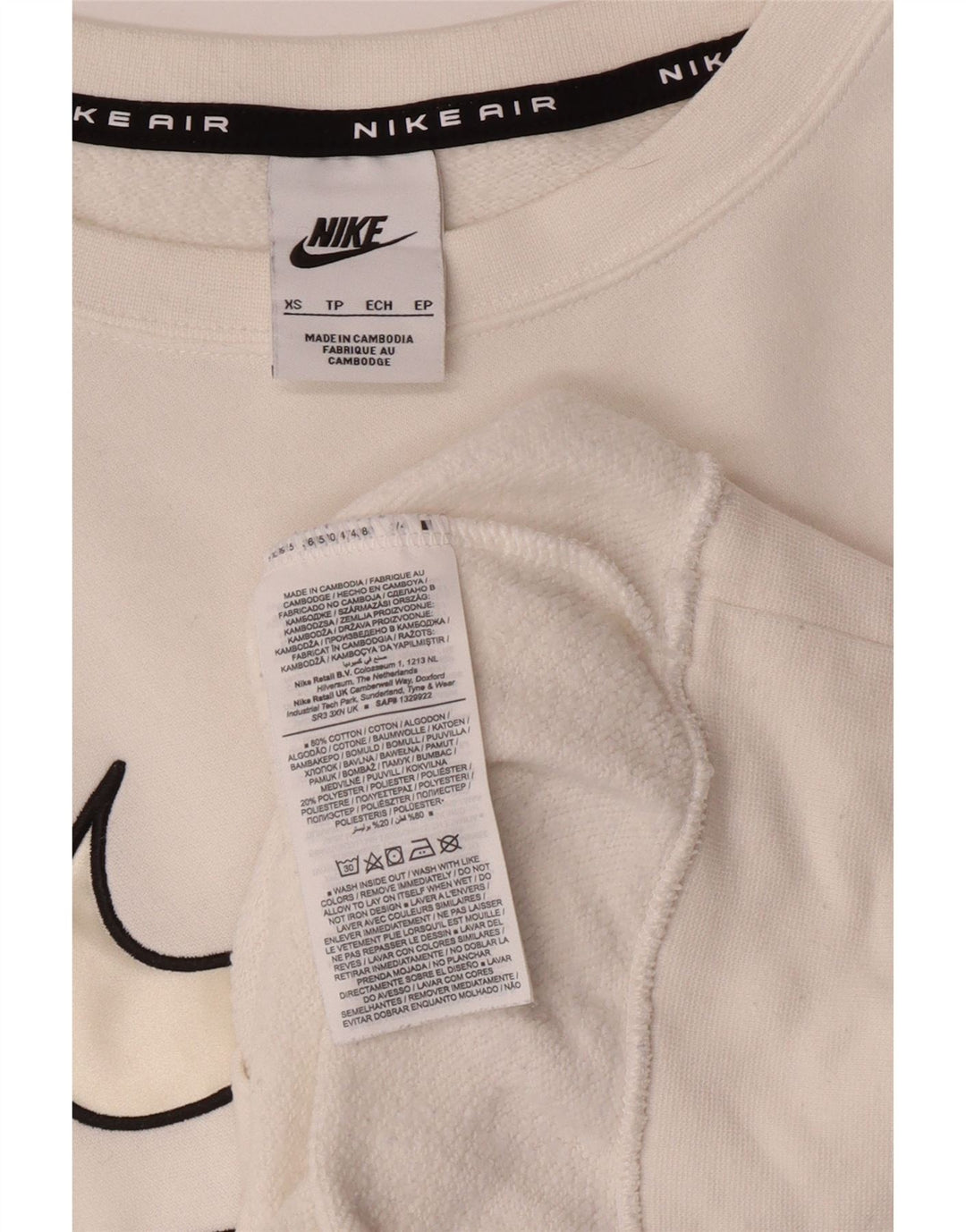Męska bluza NIKE o luźnym kroju z grafiką, sweter XS, biała bawełna