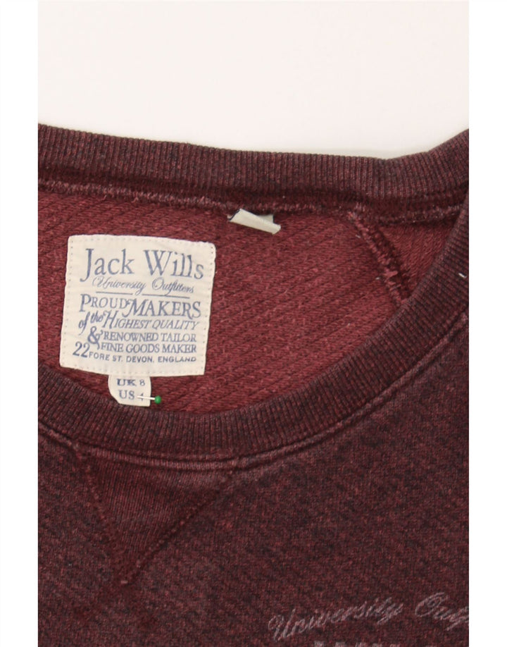 JACK WILLS Womens Oversized Sweatshirt Jumper UK 8 Small Maroon Flecked Vintage Jack Wills and Second-Hand Jack Wills from Messina Hembry 