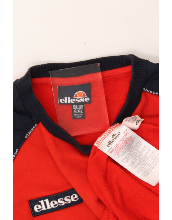 ELLESSE Boys Graphic Sweatshirt Jumper 12-13 Years Orange Colourblock Vintage Ellesse and Second-Hand Ellesse from Messina Hembry 