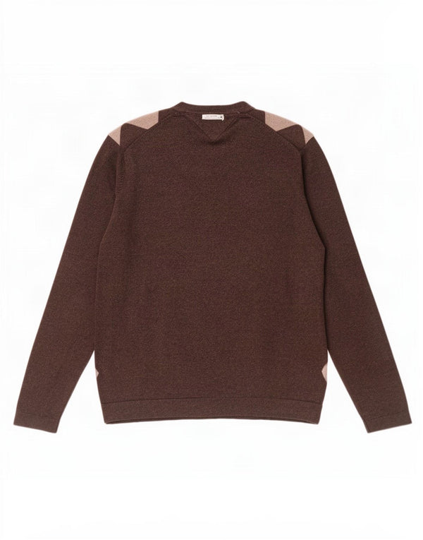 Tommy Hilfiger Męski sweter z dekoltem w kształcie litery V, duży, brązowy, argyle/diamentowa bawełna