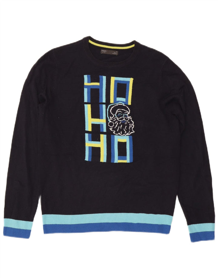 Sweter damski Marks & Spencer z okrągłym dekoltem, UK 14, średni granatowy