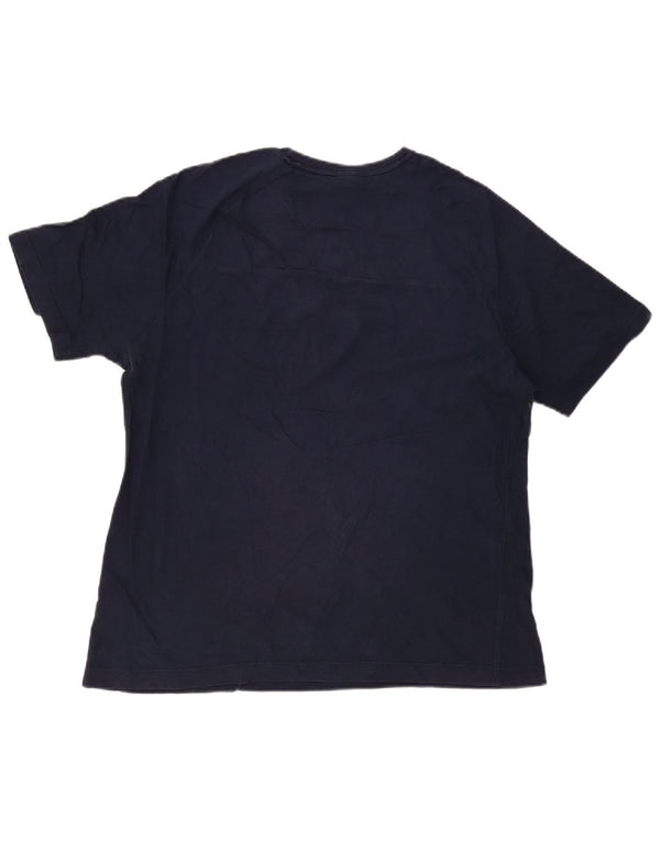 T-shirt męski Nike Top UK 42/44, duży, granatowy, bawełniany z blokami kolorów