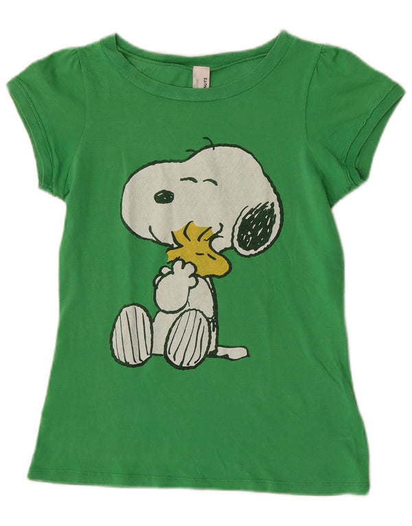 T-shirt dziewczęcy Benetton Peanuts Graphic Top 10-11 lat XL, zielony, bawełniany