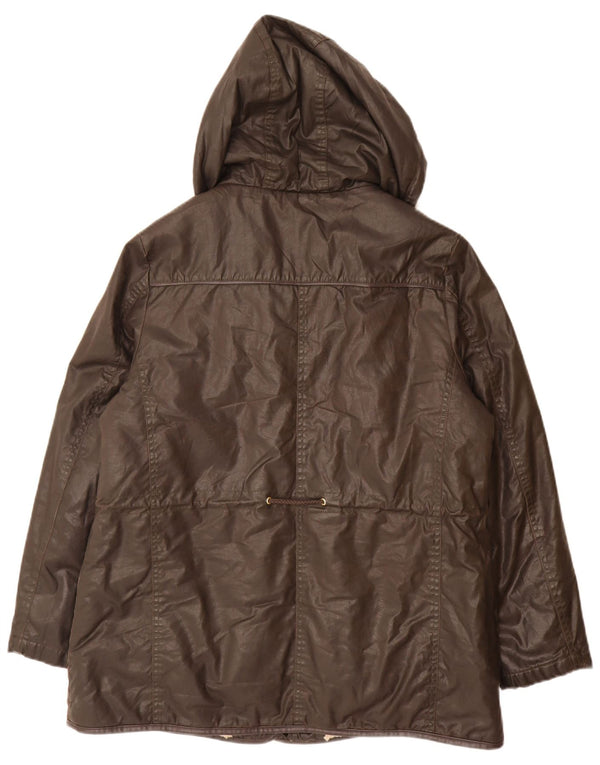 Marks & Spencer Womens Oversized Hooded Windbreaker Coat UK 16 Large Brown