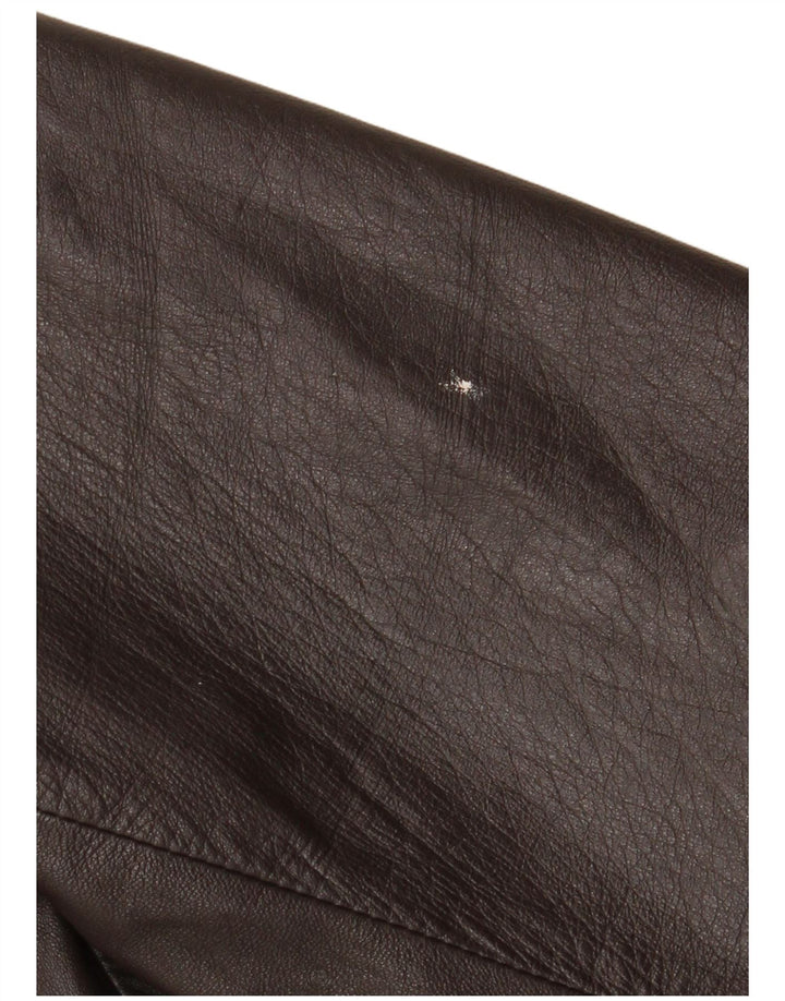 Vintage damska marynarka skórzana zapinana na 3 guziki, UK 18 XL, brązowa skóra