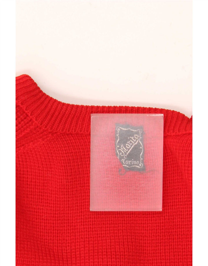 Vintage męski sweter z dekoltem w łódkę, średni czerwony