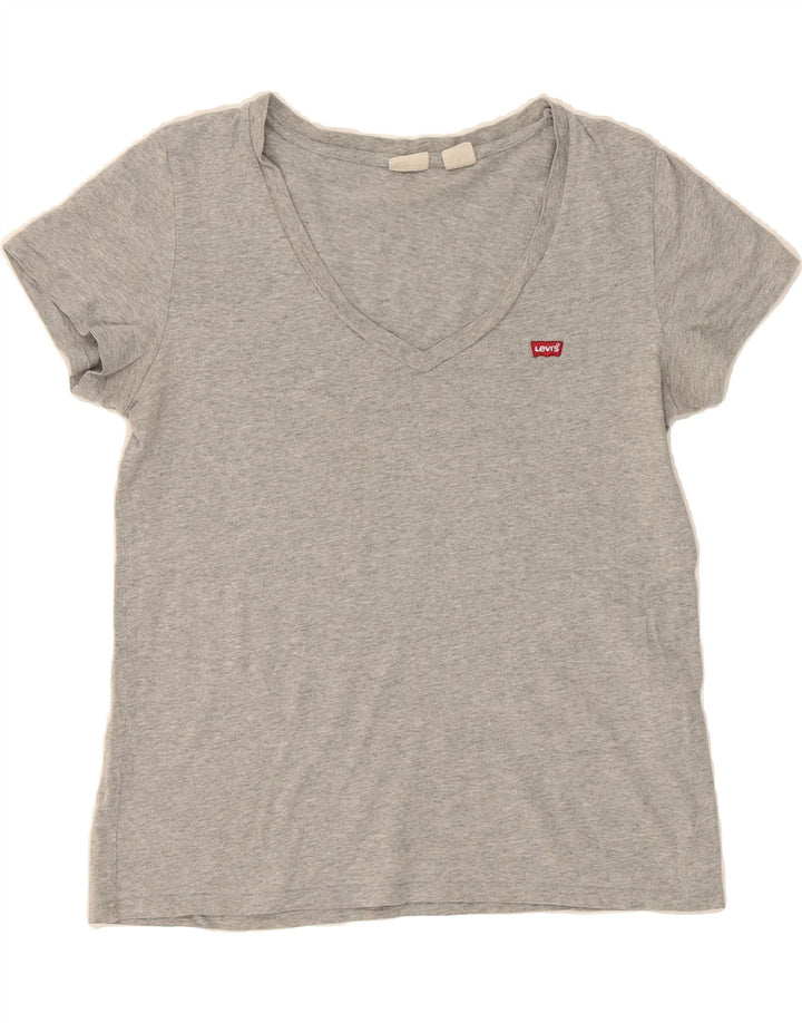 LEVI'S Womens T-Shirt Top UK 14 Medium Grey Cotton Vintage Levi's and Second-Hand Levi's from Messina Hembry 