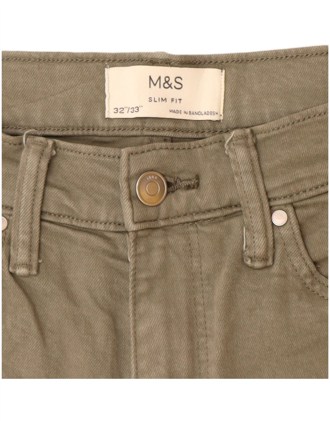 Marks & Spencer Męskie jeansy slim W32 L33, bawełna khaki