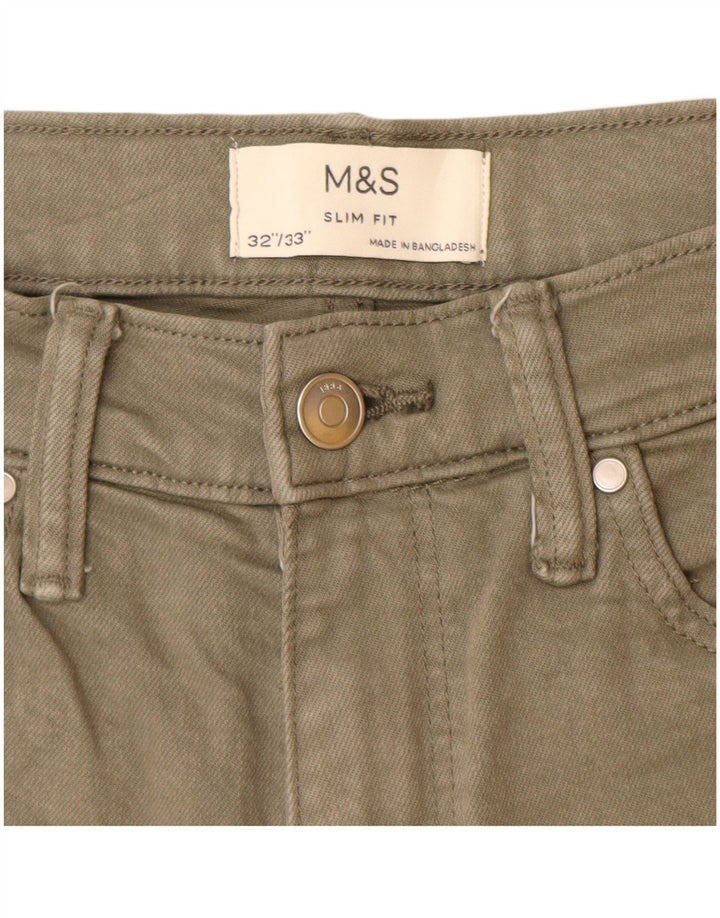 Marks & Spencer Męskie jeansy slim W32 L33, bawełna khaki
