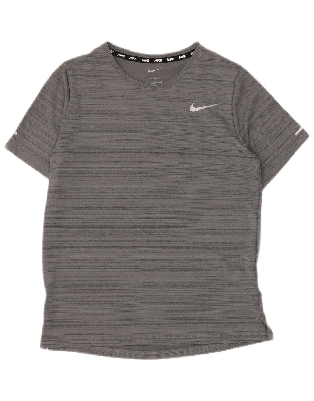Chłopięcy T-shirt NIKE Dri Fit na 12-13 lat, duży, szary, poliestrowy w paski