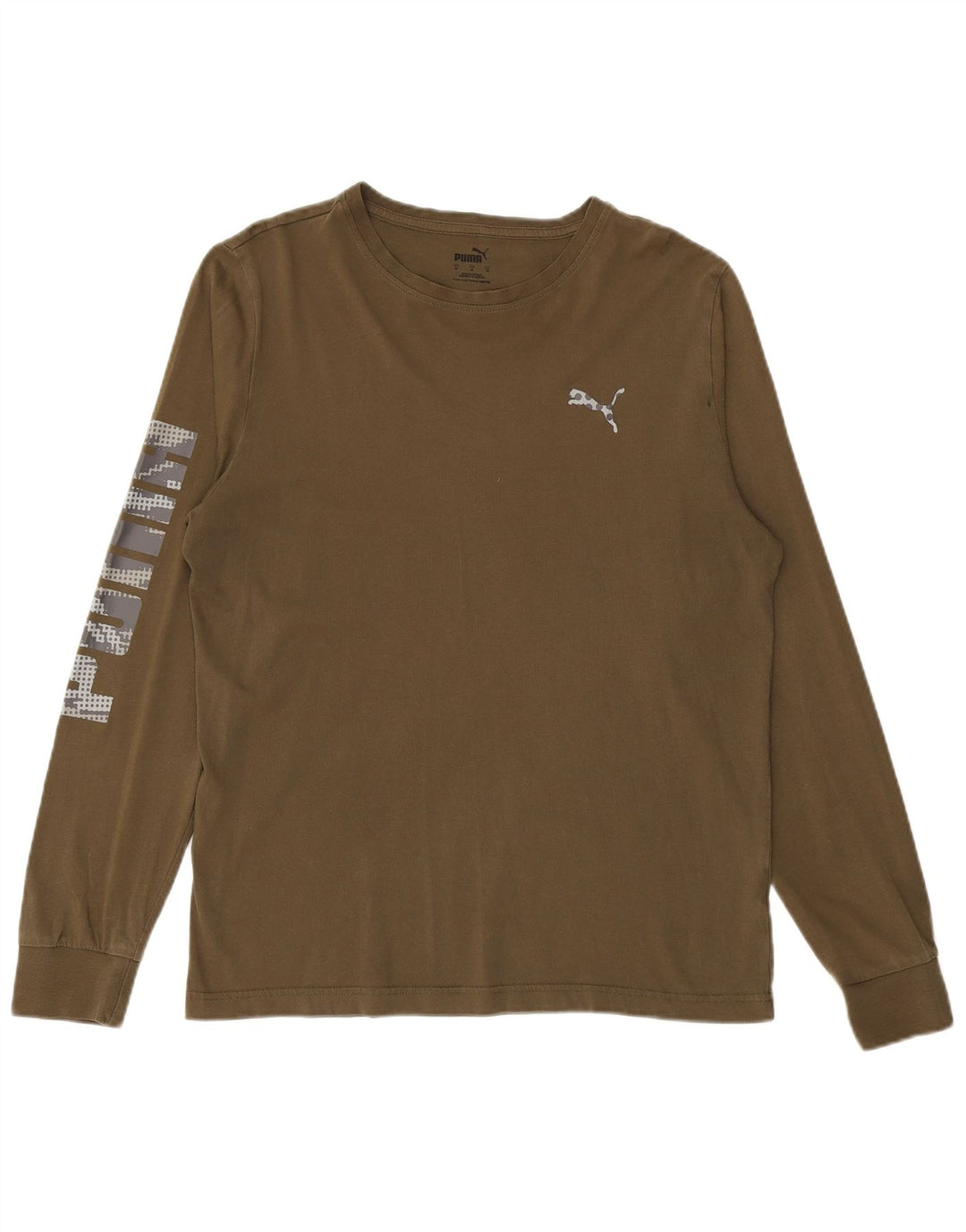 Męski graficzny top PUMA z długim rękawem, średni khaki