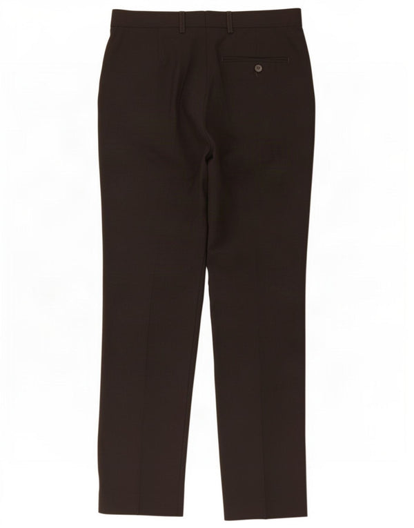 Marks & Spencer Męskie spodnie garniturowe slim fit W30 L31 Brązowa wełna