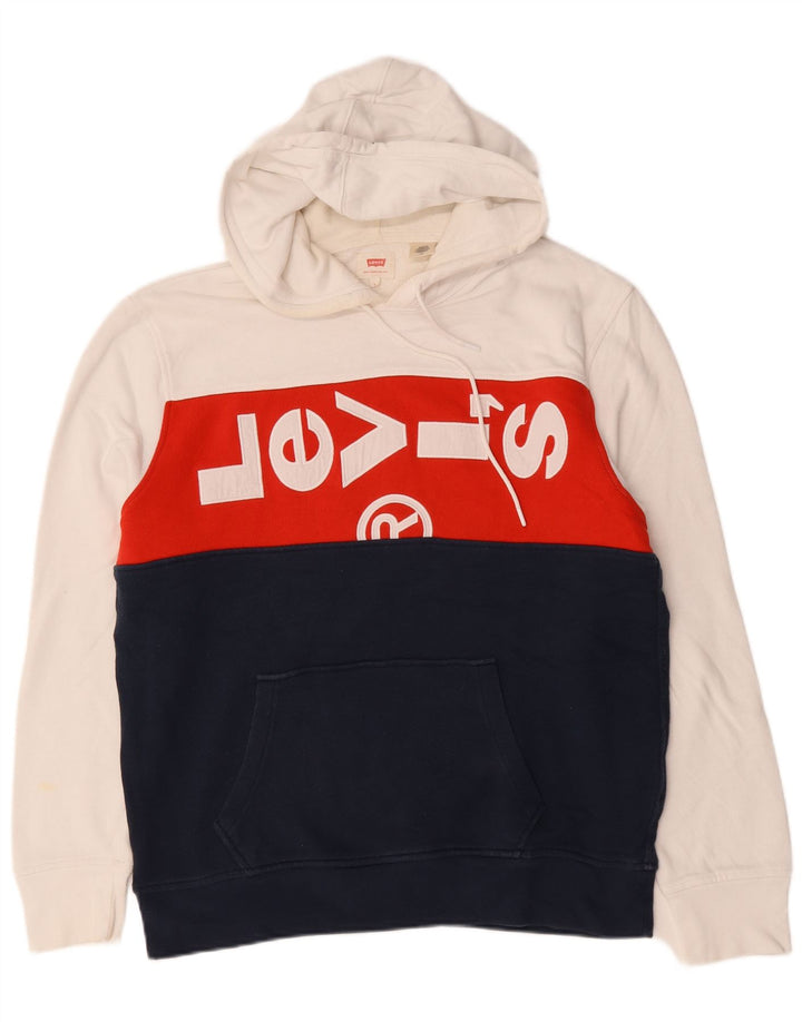 Męski sweter z kapturem Levi's z grafiką, duży, wielobarwny, bawełniany z blokami kolorów