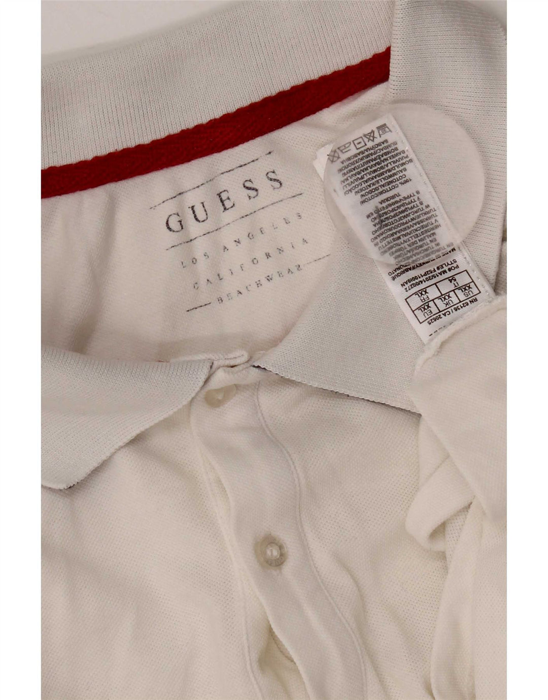 Męska koszulka polo Guess 2XL, biała, bawełniana z blokami kolorów