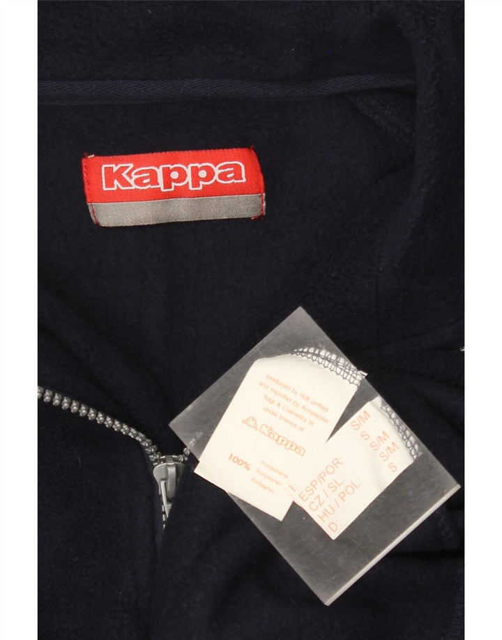 KAPPA Mens Zip Neck Fleece Jumper Small Navy Blue Polyester